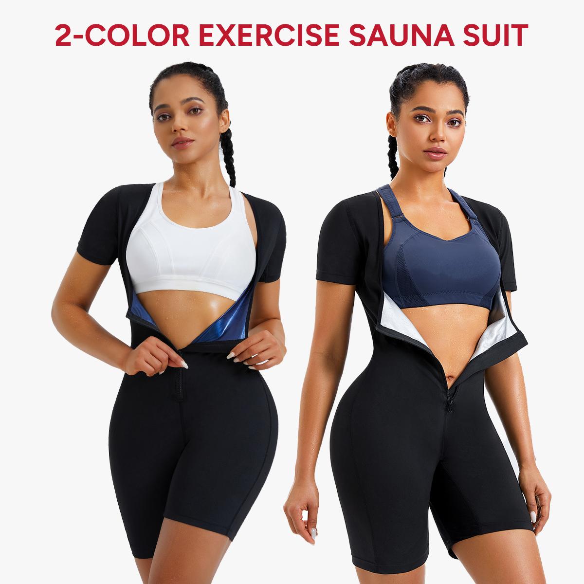 Nebility Women's Coated Athletic Zipper Workout Sweat Sauna Jumpsuit Stylish Activewear Workout Apparel Sporty Comfy Jumpsuit Tummy Control Jumpsuit Sauna Sports Jumpsuit Sports Outfits Stylish Activewear