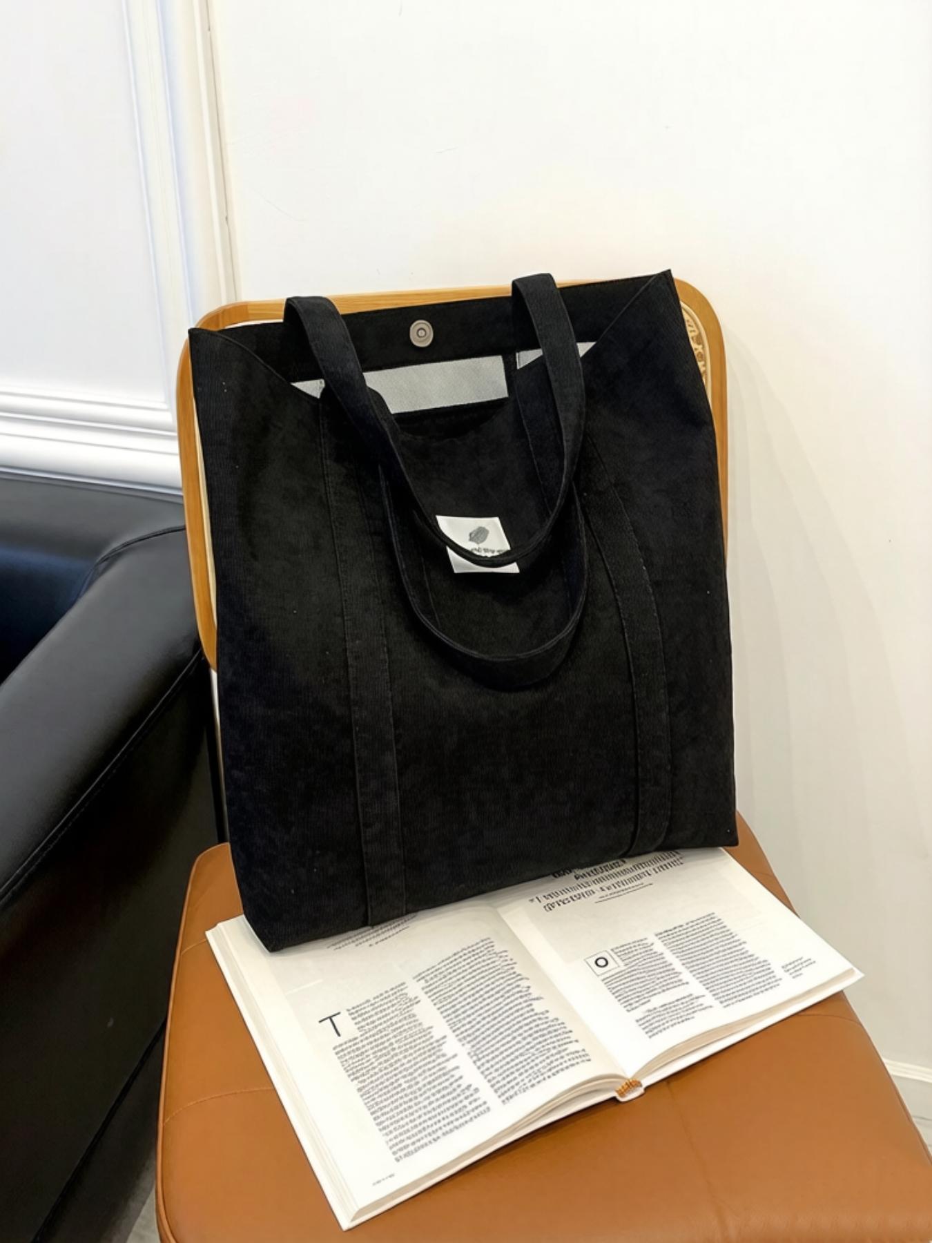 1 Piece Simple Fashionable Canvas Tote Bag, Casual Letter Leaf Print Shopping Shoulder Bag for Ladies Students