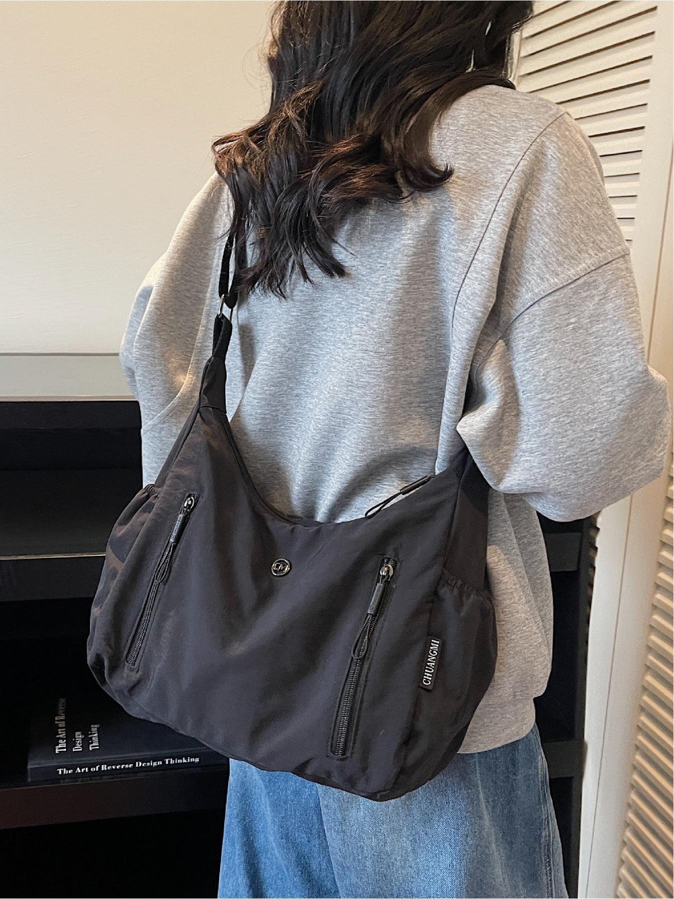 Fashionable and casual versatile crossbody bag, Crossbody Tote Bag, solid color, simple and versatile, single shoulder bag, solid color, multiple pockets, trendy armpit bag suitable for work, shopping, daily commuting