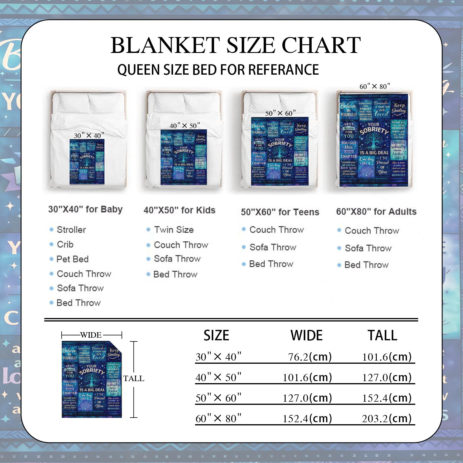 Flannel Blanket with Digital Print with Positive Affirmation Pattern to Motivate Alcohol Quitting Blanket Lightweight Soft and Comfortable Gift Blanket for Lunch Break Blanket Sofa Bed Of