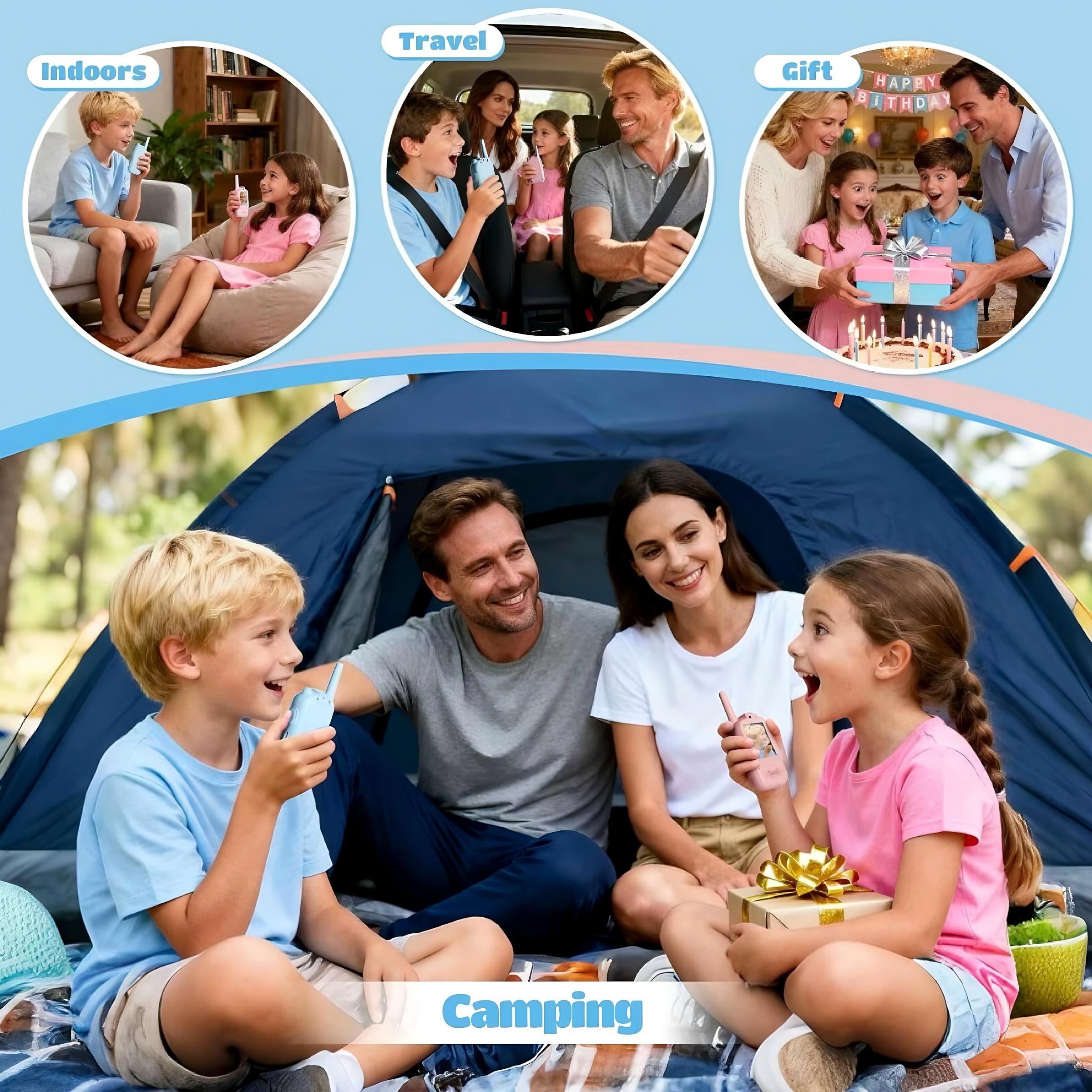 Children's walkie talkie with video, a pair of walkie talkies, rechargeable children's toy with high-definition camera and voice changer, suitable for outdoor, camping, student, gaming and indoor entertainment, Children's Day gift, Christmas gift