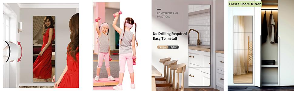Unbreakable Acrylic Mirror Non-Glass shatterproof Mirror Full Length Wall Gym for Home Mirror Frameless Home Fitness Mirrors (4pcs,12 in x12 in ), Silver20