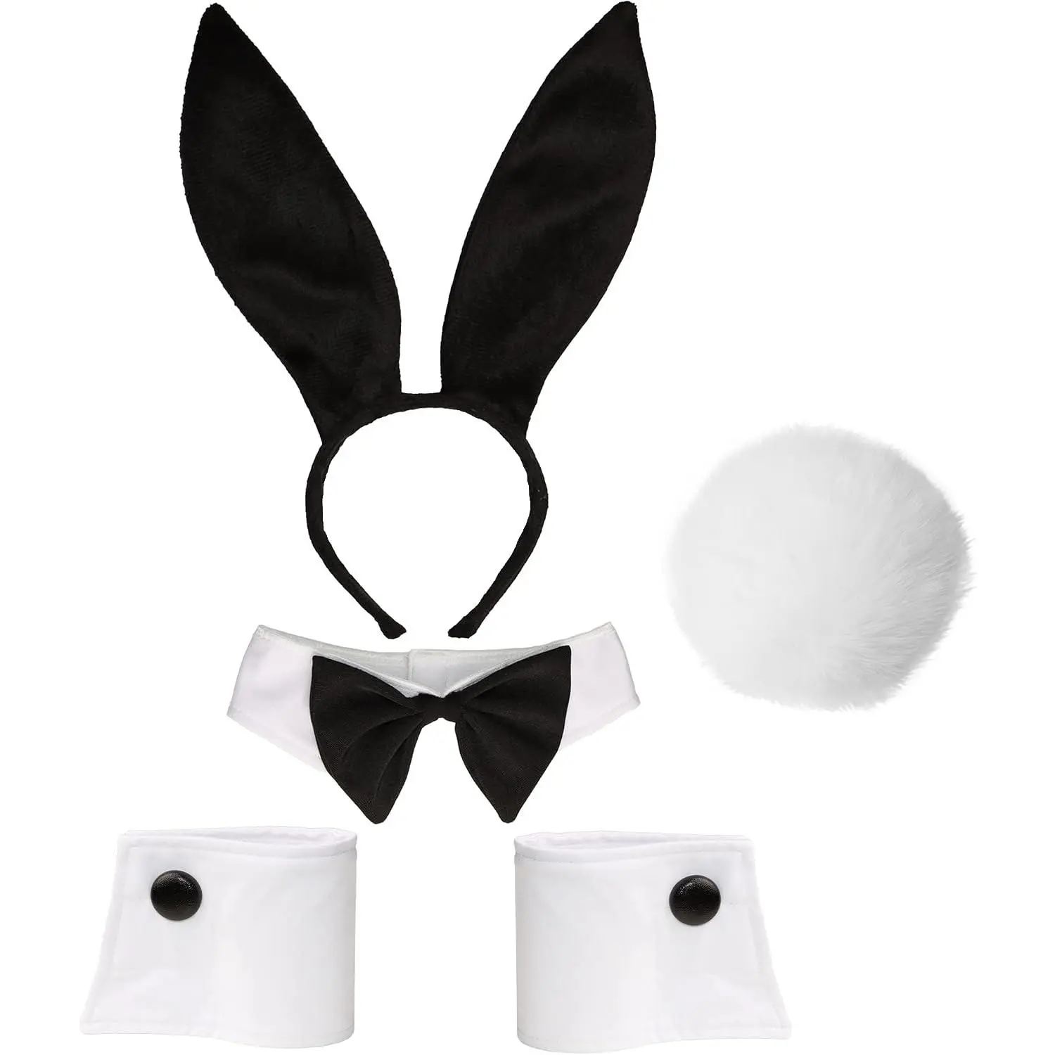 Bunny Costume Set with Rabbit Ear Headband, Bow Tie, Cuffs & Tail Accessories KitGift