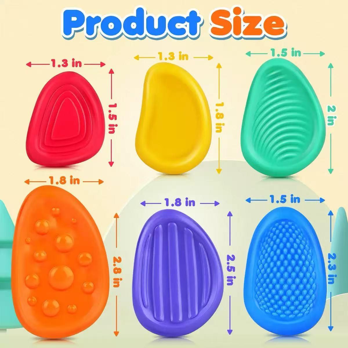 Fidget Toys Sensory Stone for Kids: 6 Pack Sensory Bundle Textured Soft Worry Stone for Autism Kids - Fidget Stress Calming Toys for Students Anxiety Relief - Small Prizes Fidget Toys for ADHD Calssroom Prize
