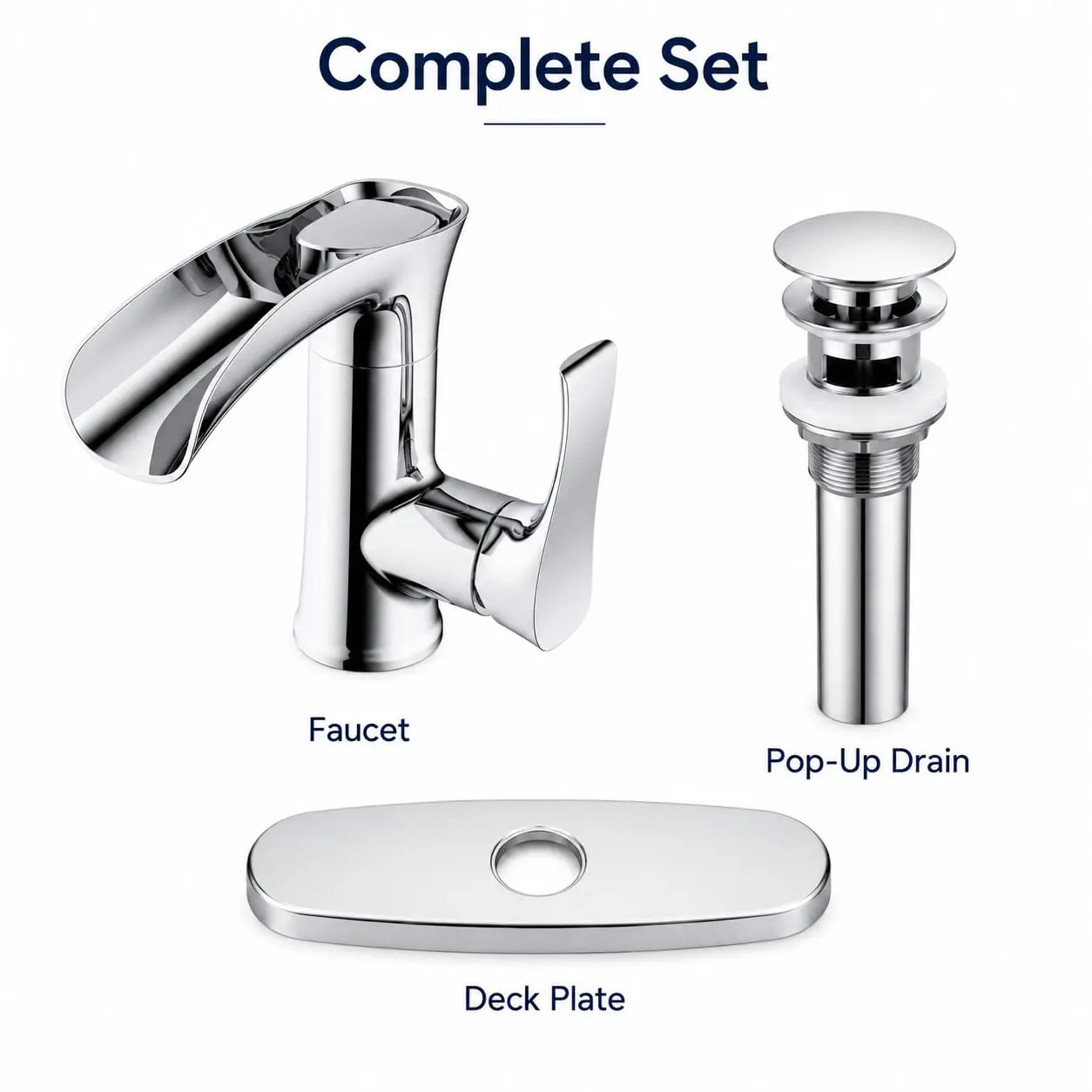 Single handle , with base plate,  chrome