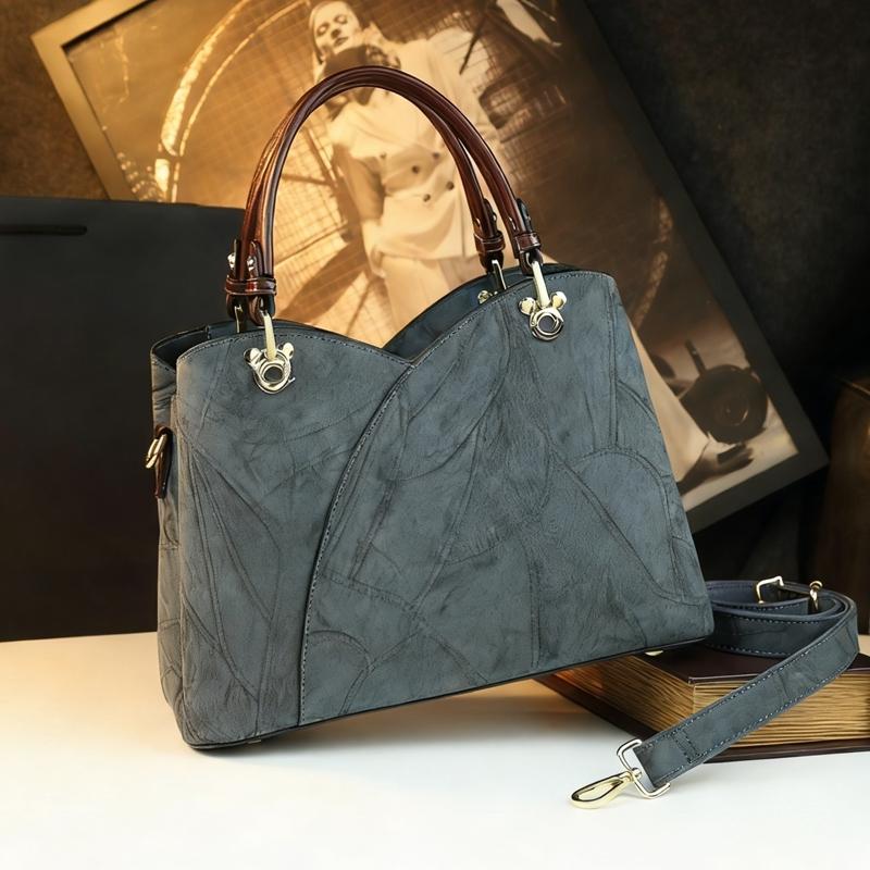 Elegant Vintage Patchwork Handbag, Large Capacity Commuter Tote Bag, Lightweight Luxury Mom Bag, Single Shoulder Crossbody Bag