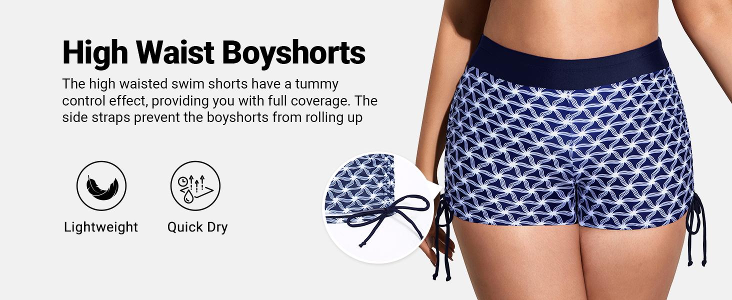 Holipick Women Three Piece Plus Size Tankini Swimsuits Tummy Control Bathing Suits with Sports Bra with Boy Shorts