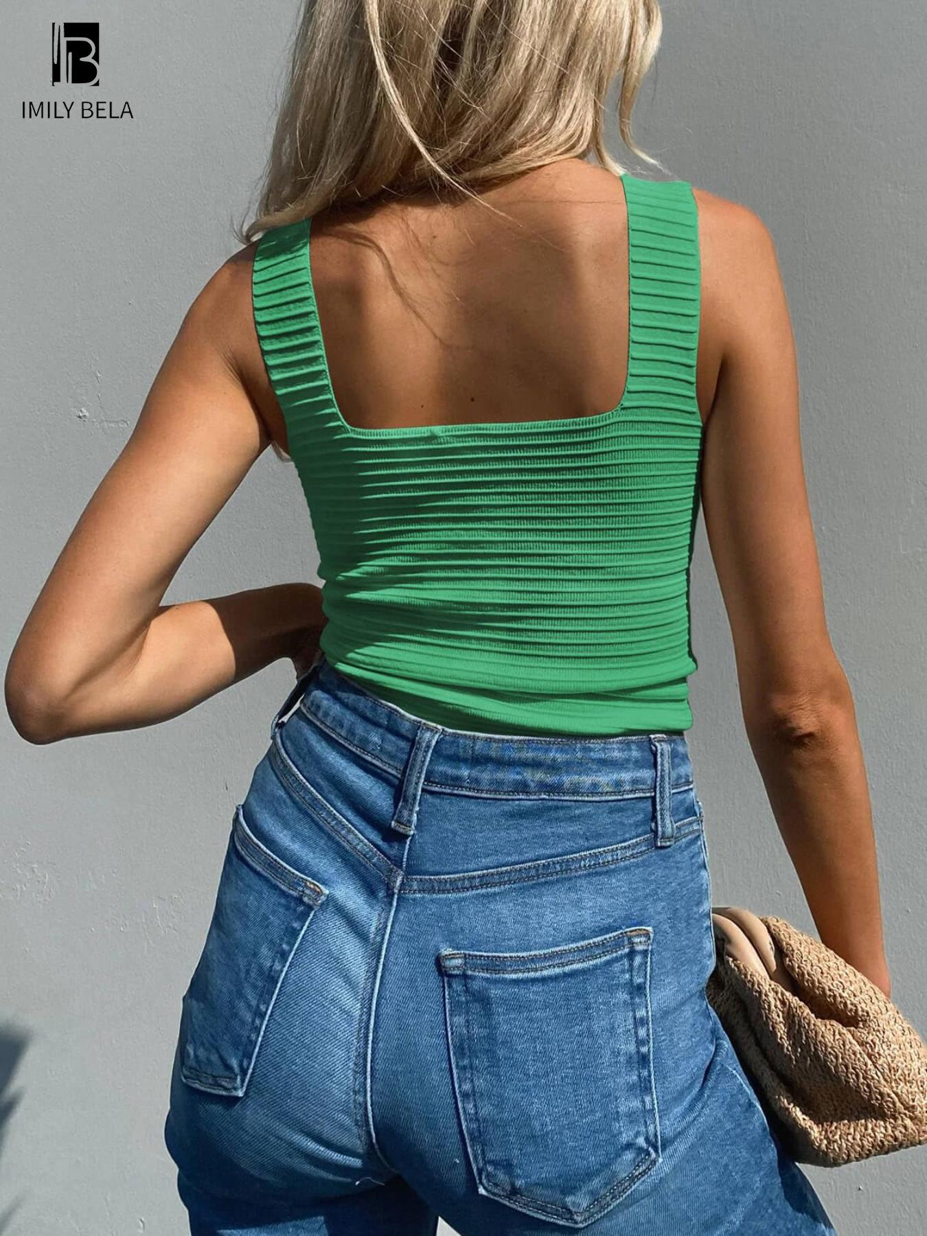 Women's Plain Ribbed Tank Top, Casual Sleeveless Top for Summer, Fashion Women's Top for Daily Wear, Going Out Tops, Elastic Basic Vest