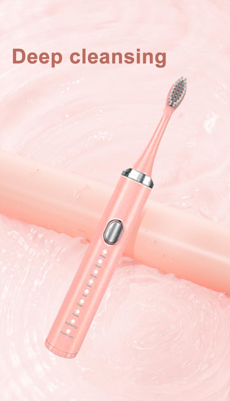 Christmas new products Deep Cleaning Electric Toothbrush with 4 Brush Head & Case,8 Cleaning ModesRechargeable Toothbrush for Home & Travel,Fall, Winter Gift, New Year Gift, ChristmasGift, Stocking Fillers, Thanksgiving Gifts Cleansing Pink