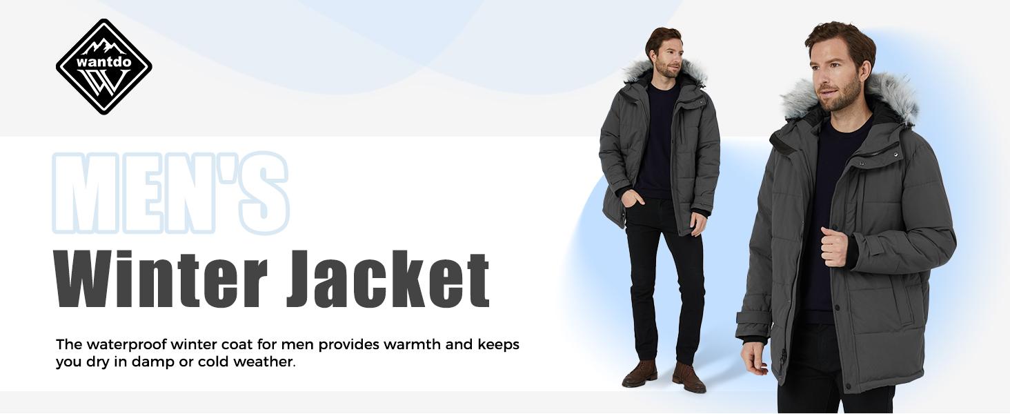 Men's Winter Jacket Warm Puffer Jacket Snow Coat with Hood Menswear Tops