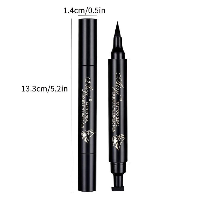 Wing Stamp Eyeliner Pen, Dual-Ended Liquid Eyeliner, Waterproof Long-Lasting, Vampire Wing Design, Anti-Smudge Makeup Tool