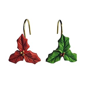 Home Fashion Xmas Decorative Poinsettia Flower Shower Rins Set of 12 Rust Vintage Flower and Leaf Shower Pack of 12