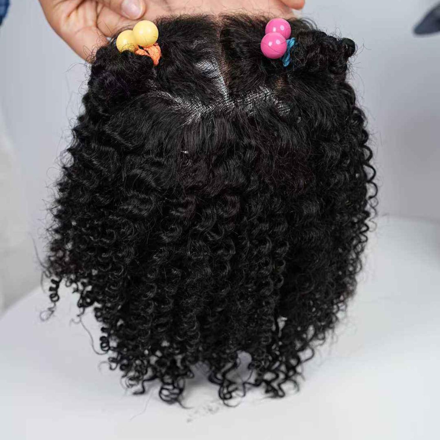 VIPbeauty Kid's Wigs 4X4 Lace Front 10 inch Hair Length Kinky Curly Hair Wigs Glueless Wigs for Children 100% Human Hair