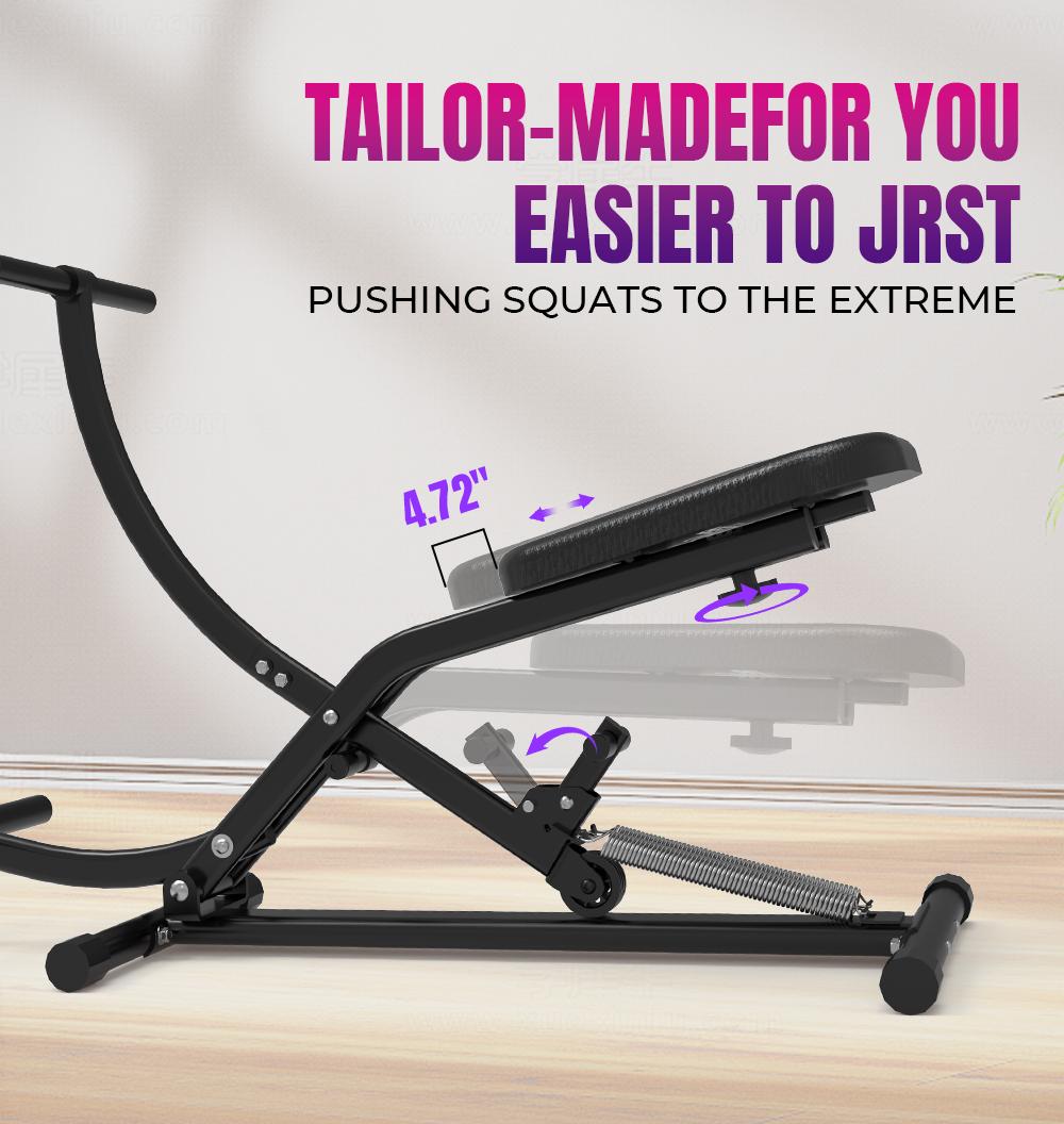 Squat Machine Glutes Workout Foldable Squat & Rowing Machine, Adjustable Resistance Glute & Leg Home Gym Equipmen