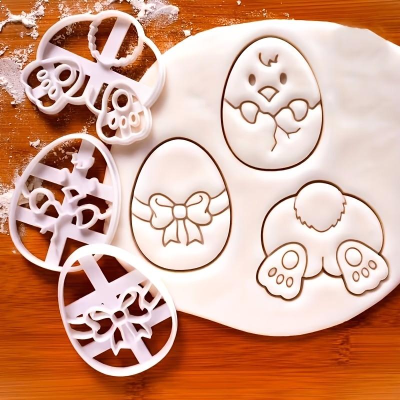 3 Piece Set Easter Cookie Cutters Set Chicken Bunny Egg Shapes Non Toxic Baking Molds Bakeware Perfect for Holiday Dessert Making Easy to Clean Plastic Kitchen Tools Essential for Bakers and Easter Celebrations Baking Supplies Kit
