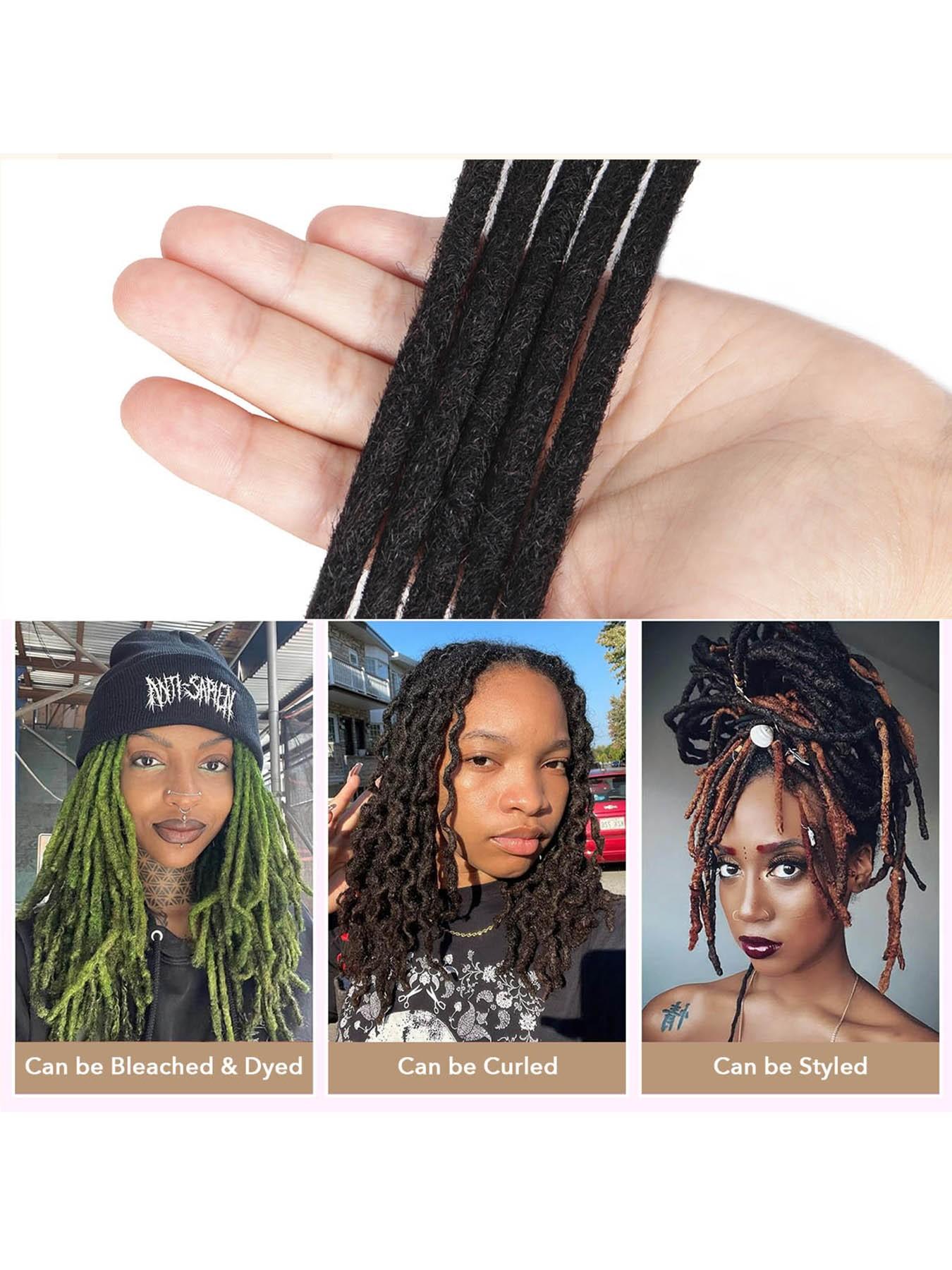 Loc Extension Human Hair 0.4cm Width 12inch 30 Strands 100% Full Handmade Permanent Dreadlock Extension Human Hair for Women/Men/Kids Can Be Dyed Bleached Curled