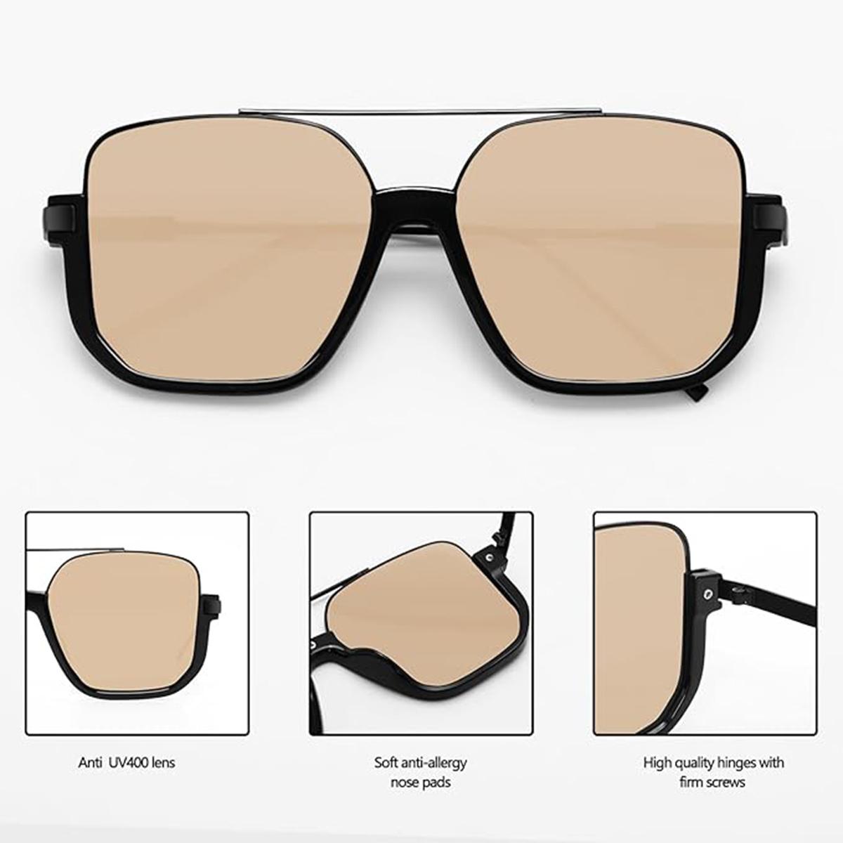 Retro Fashionable All-match Tinted Lens Aviator Sunglasses Aviator Sunglasses for Women,Men Summer VintageTrendy Glasses,Carry polarized sunglasses Unisex