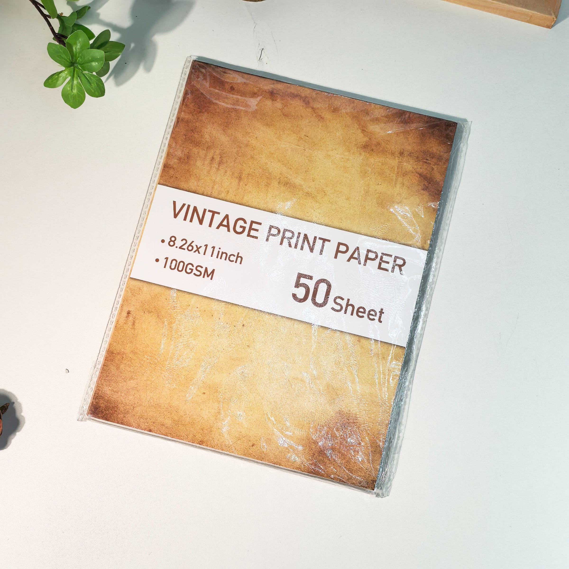 50 Sheets A4 Vintage Print Paper, Office Use, Greeting Cards, DIY Crafts, Holiday Stationery, Smooth Durable Writing Paper