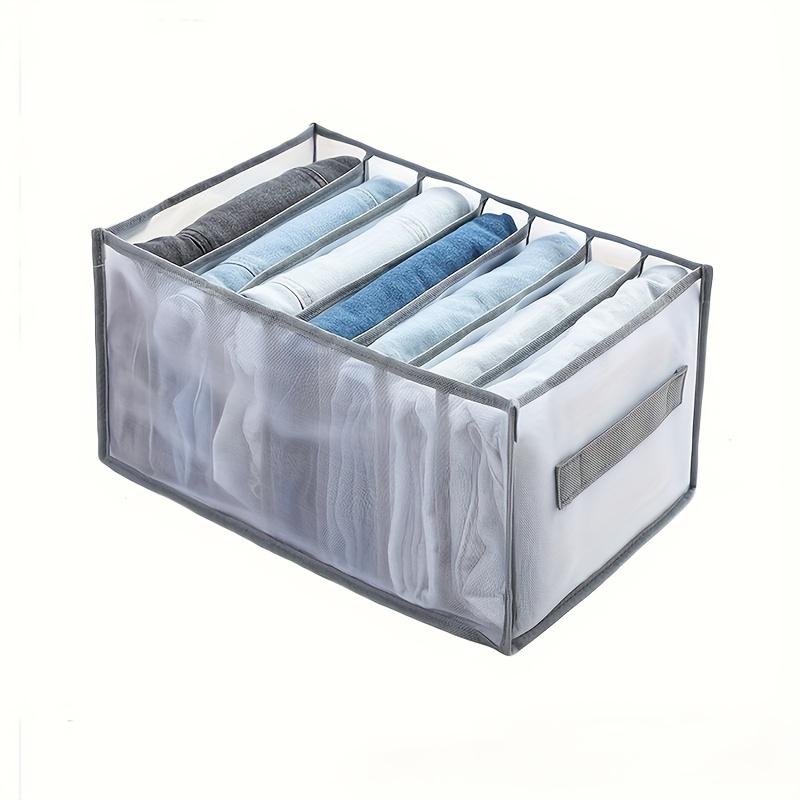 Transparent plastic fiber drawer organizer box with smooth drawers and a sturdy frame - foldable space-saving storage box with label holder, suitable for wardrobes and under beds - organizes shirts, jeans, underwear, and socks