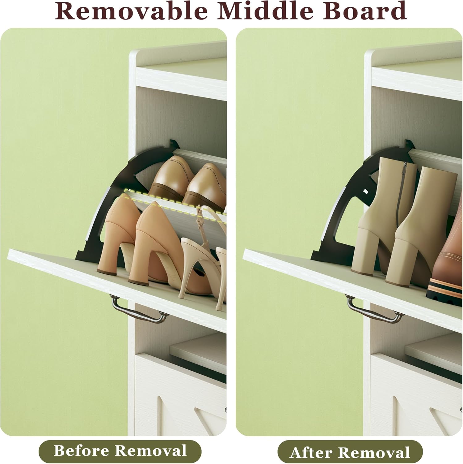 Shoe Cabinet with 4 Flip Drawers, Storage Cabinet with Mounted Rack & Adjustable Shelves, Narrow Shoe Cabinet with Metal Legs, White, for Entryway, Hallway Visit the HUAHUU Store Shoe Cabinet with 4 Flip Drawers, Storage Cabinet with Mounted Rack & Adjustable Shelves, Narrow Shoe Cabinet with Metal Legs, White, for Entryway, Hallway Visit the HUAHUU Store