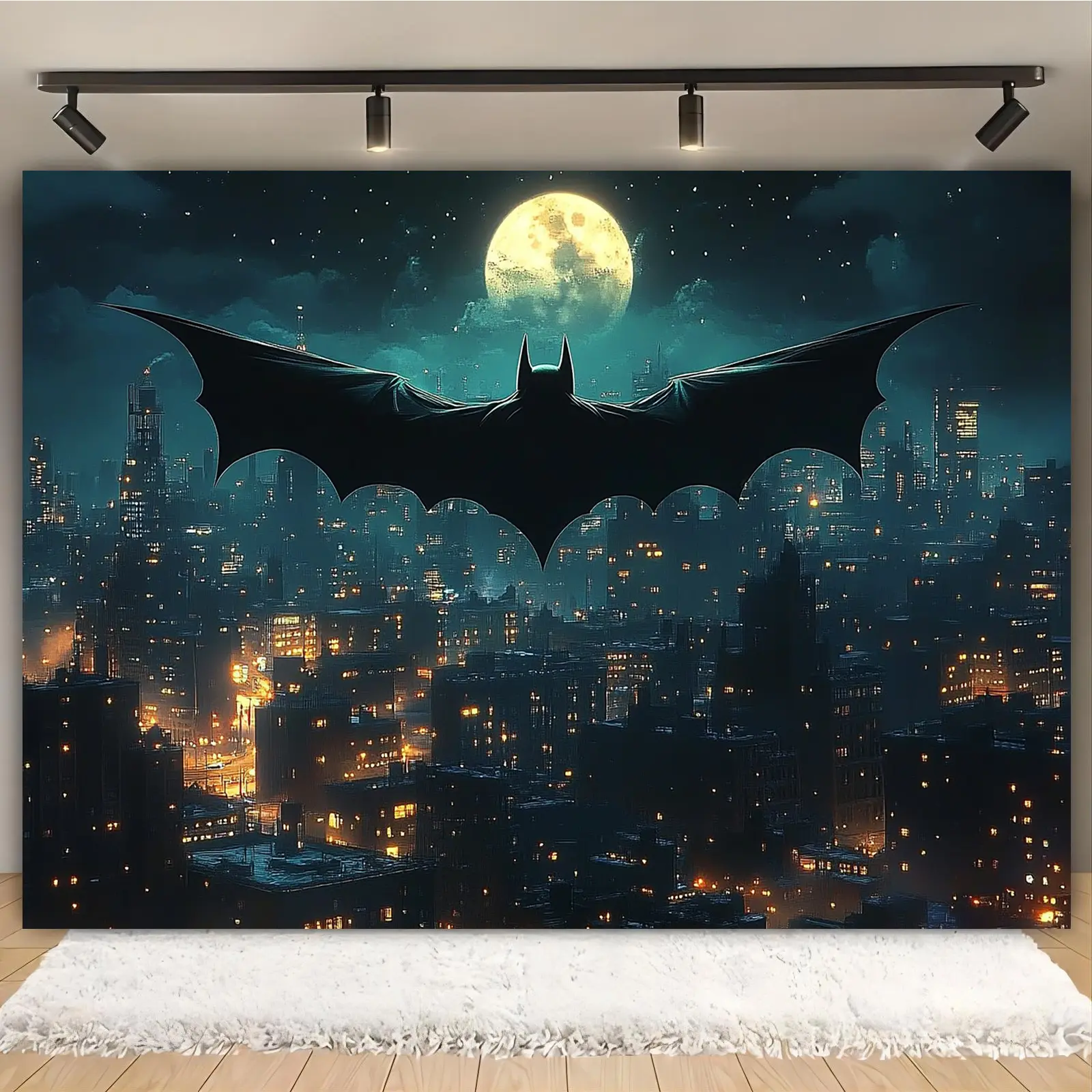 2D Flat Banner, 1pc, Featuring a City Night Scene Background - Made of Polyester Fiber, Suitable for Birthday, Wedding, Christmas, And Holiday Decorations, Perfect for Themed Parties And Events