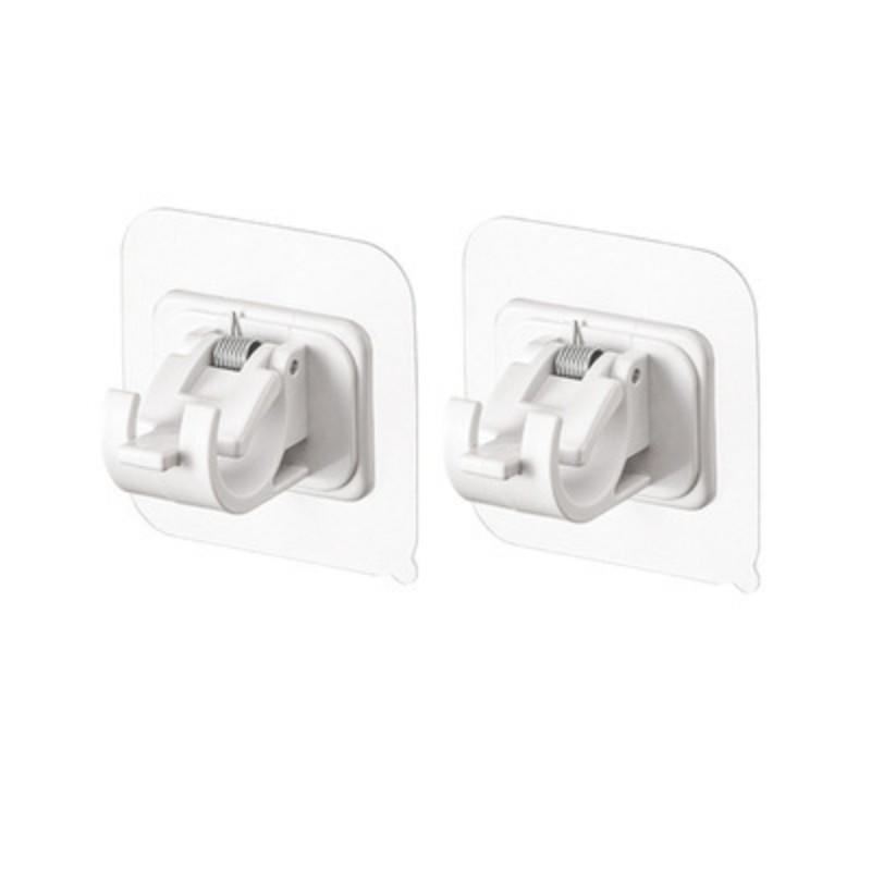 2pcs Curtain Hooks Curtain Rod Clamps Holders Perforation-free Adhesive Bracket For Living Room Bedroom Home