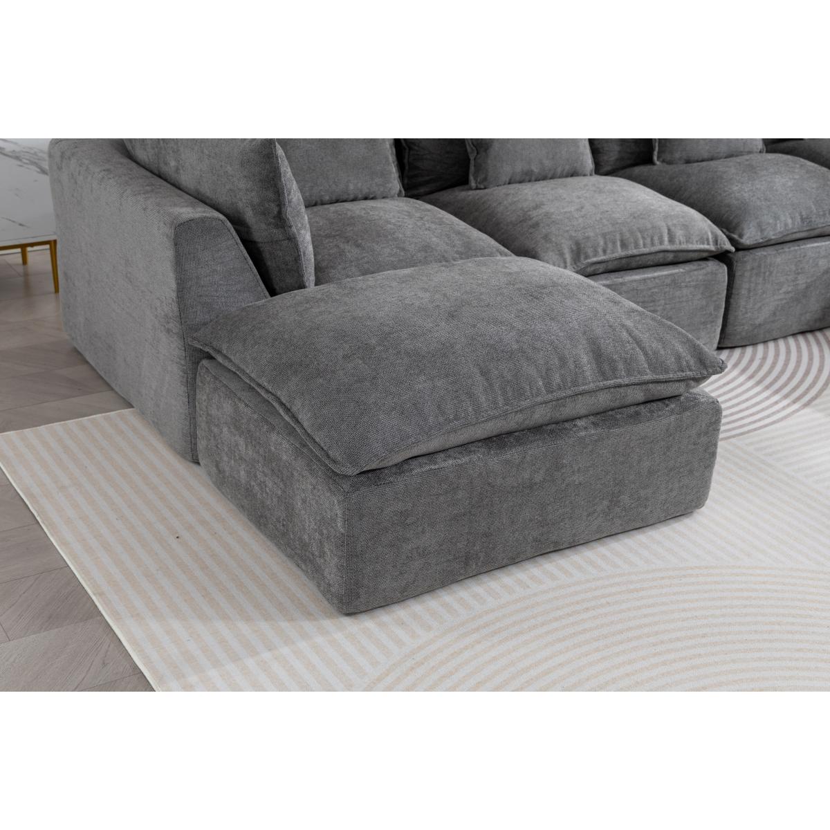 Aobtkel 129.8" Wide Cloud Oversized Modular Sectional Couch - 4-Seat with 2 Ottomans, Deep Wide Seat, True Relax Comfy Living Room Indoor Furniture Set,dorm essentials,home decor