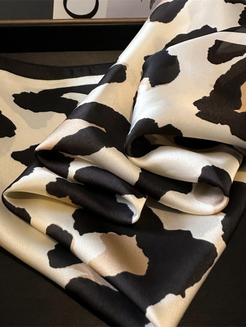 Fashion Leopard Print Square Scarf, Casual Soft Comfortable Shawl for Daily Wear, Fashion Accessories for Women & Girls, Boho Style Scarf