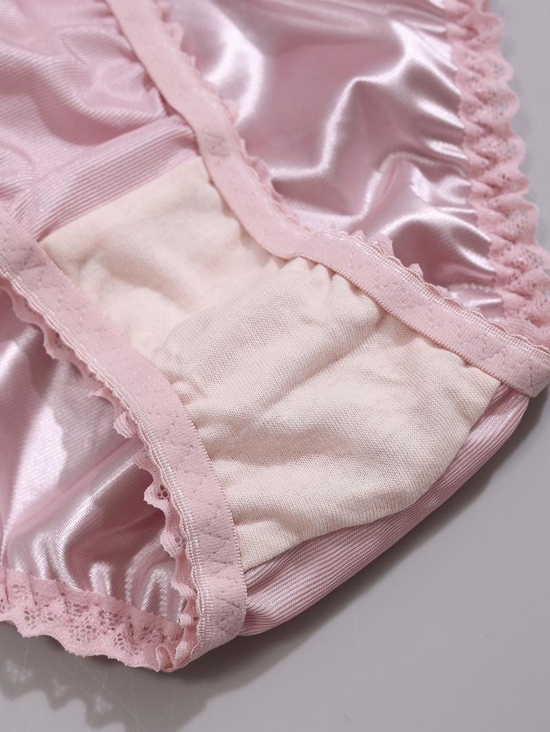 Women's Oil Cloth Bow Lace Trim Comfortable Triangle Panties, Trim Lace Panty, 6 Pack Soft Underwear for Women, Casual Daily Wear