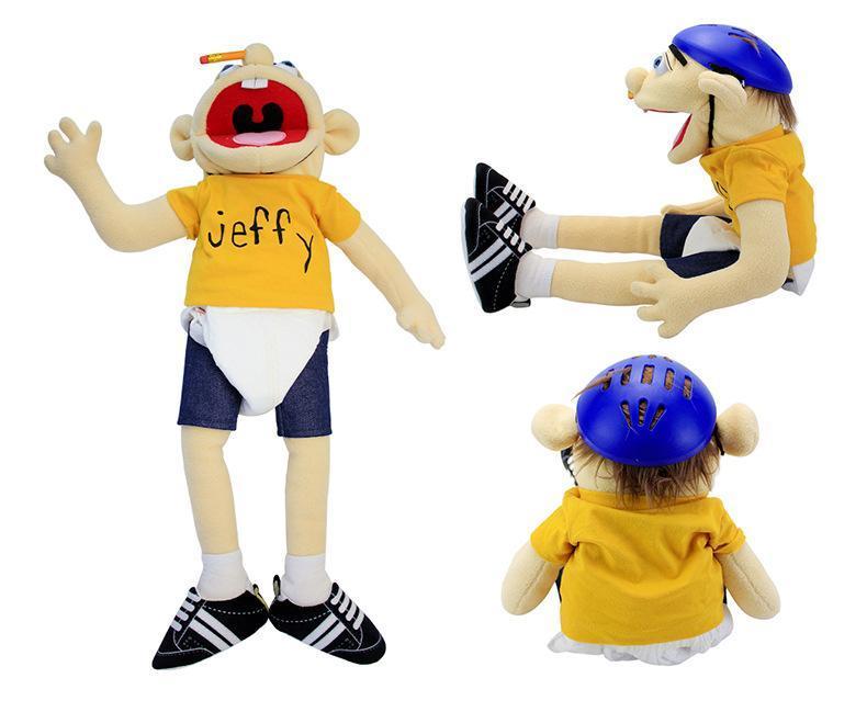 60/40cm Large Jeffy Boy Hand Puppet Children Soft Doll Police Talk Show Party Props Christmas Doll Plush Toys Puppet Kids Gift