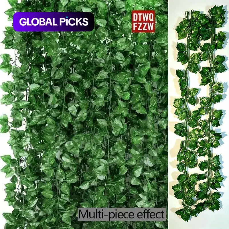 Artificial Ivy Vine, Artificial Plant Vines, 12 pcs/set Fake Ivy Leaf Garland, Decorative Hanging Ivy Plants for Room, Garden, Office and Wedding Wall Decor, Home Garden Decoration, Suitable for Indoor and Outdoor Use, Fake Greenery #GLOBAL PICKS