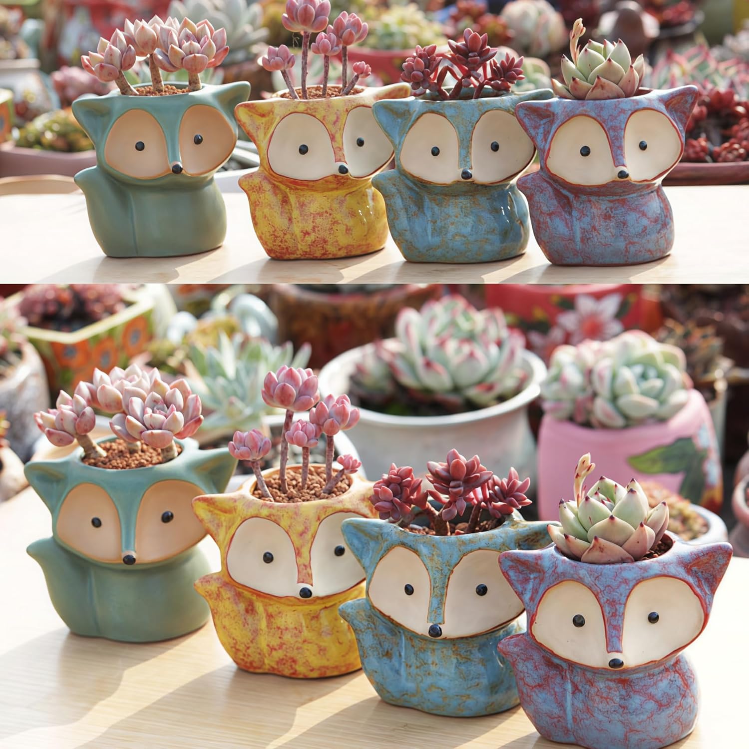 Cute Cartoon Fox Shaped Ceramic Succulent Cactus Vase Flower  Pots for  Garden Office Desktop Decoration ()