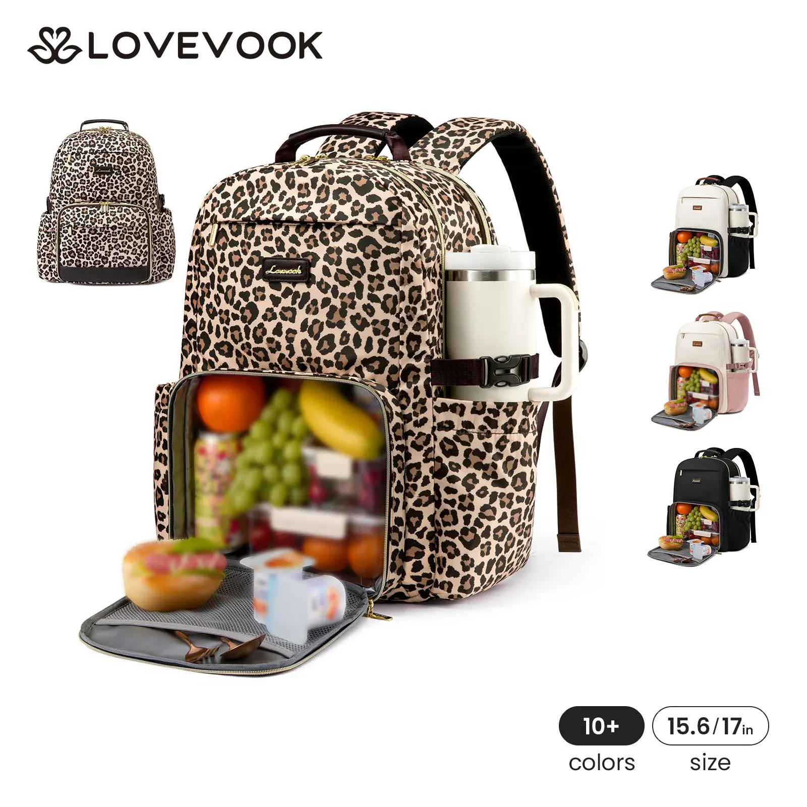 LOVEVOOK Lunch Backpack with Lunch Compartment,15.6 Inch Laptop Work Travel Insulated Cooler Backpack,Waterproof College Teacher Lunch Bag Box with Tumbler Holder,Gifts for Men Women