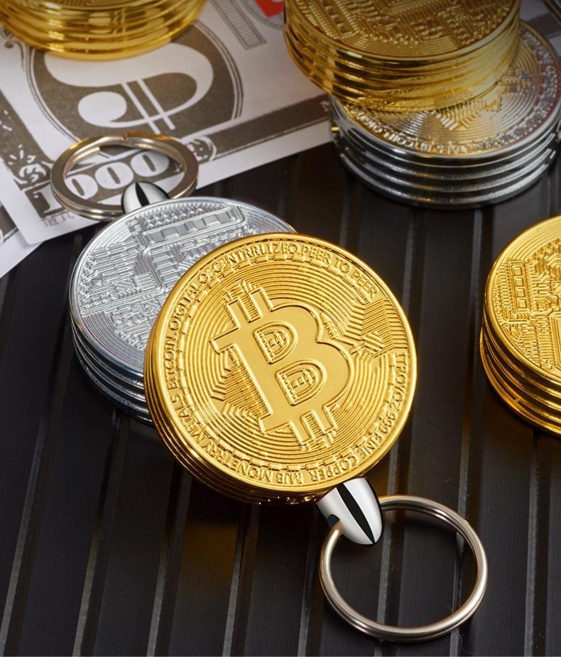(Butane-free) Bitcoin-Shaped Refillable Butane Lighters, Windproof Metal Keychain Lighters with Adjustable Flame, Portable Coin Design for Camping, Candles & Outdoor Use-Cool Crypto Gift for Men & Friends (Butane Not Included)