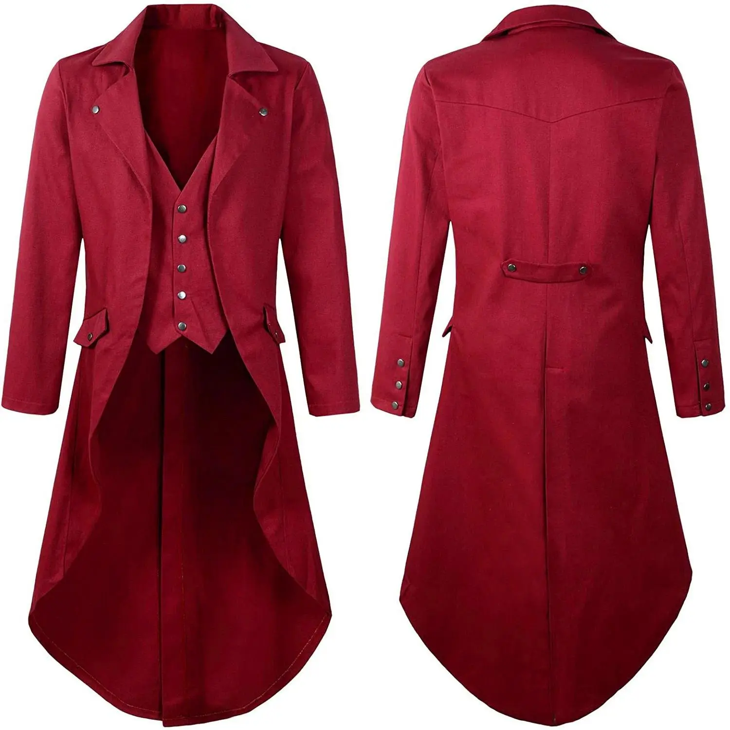 Men's Gothic Frock Coat Multi-Color Steampunk Tailcoat Jacket Medieval Renaissance Tuxedo for Cosplay & Formal Occasions