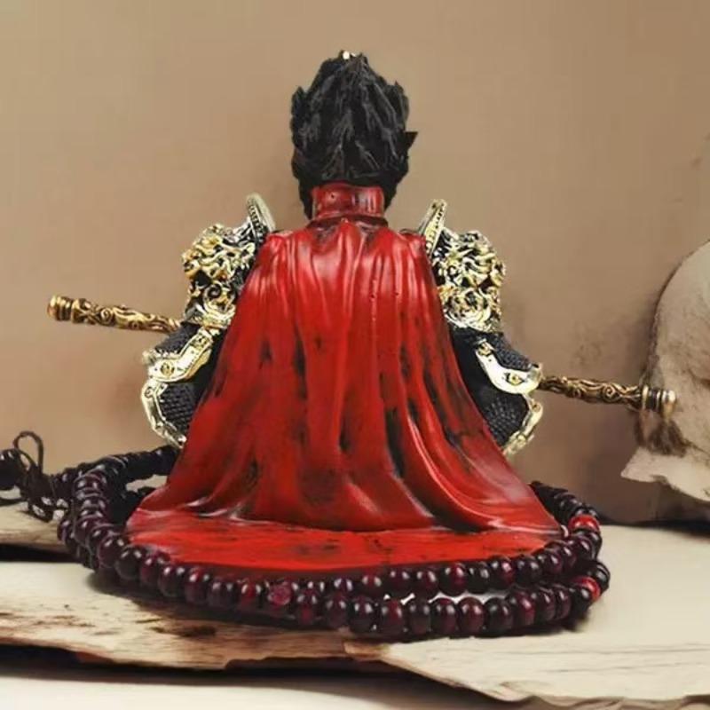 Hand-Painted Monkey King Statue Figurine with Golden Staff, Unique Car Dashboard Decor, High-Quality Mythical Chinese Art Collectible