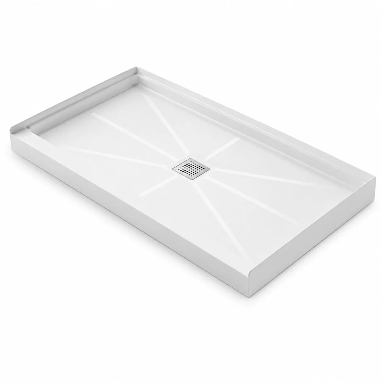 Non-Slip Shower Base Kit with Drain & Stainless Drain Cover, Single Threshold Shower Tray with Three Side Water Retention, Easy DIY Bathroom Upgrade