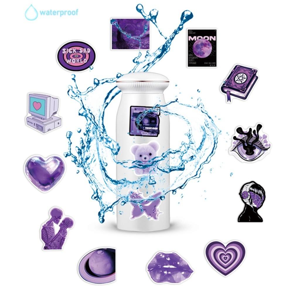 50Pcs Ins Trendy Purple Y2K Girl Stickers Waterproof Graffiti Decals for Scooter Helmet Luggage Decor