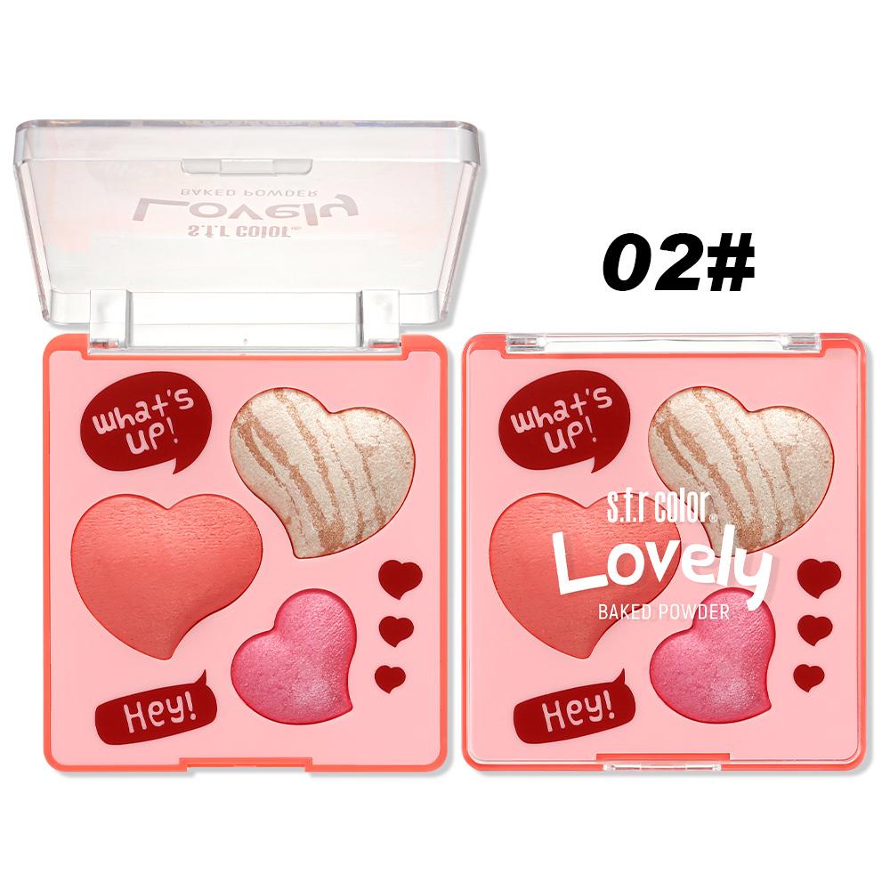 Three-Color 4D Heart Blush Powder, Long-Lasting Makeup Highlighter, Natural Look, Perfect for Daily Use, Enhances Complexion