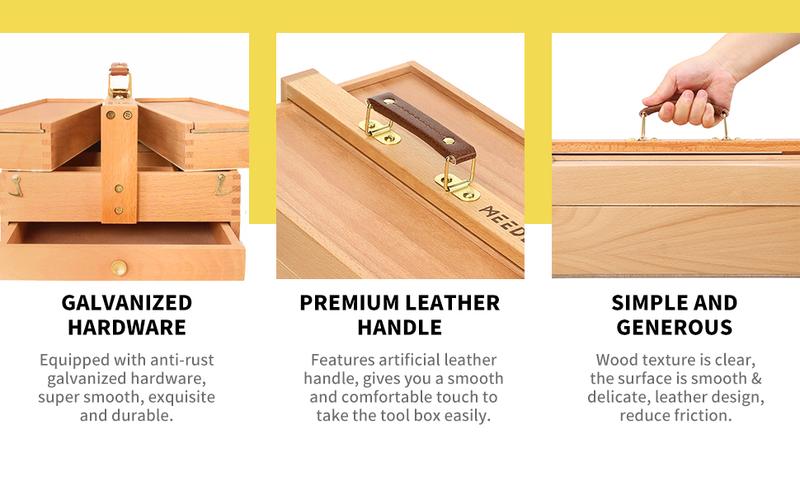 MEEDEN Artist Supply Storage Box - Portable Foldable Multi-Function Beech Wood Artist Tool & Brush Storage Box with Compartments & Drawer for Pastels, Pencils, Pens, Markers, Brushes MEEDEN Artist Supply Storage Box - Portable Foldable Multi-Function Beech Wood Artist Tool & Brush Storage Box with Compartments & Drawer for Pastels, Pencils, Pens, Markers, Brushes