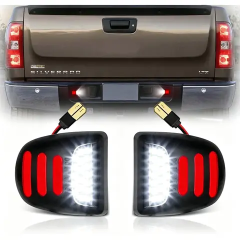 2Pcs Waterproof LED Neon Tube License Plate Lights - Automotive Car Light, 48-SMD Bright Glow, Anti-Flicker, Long-Lasting, Direct OEM Replacement, Plug & Play Snap-In Install, Rugged Construction, Night Visibility for Chevy Suburban, GMC Trucks