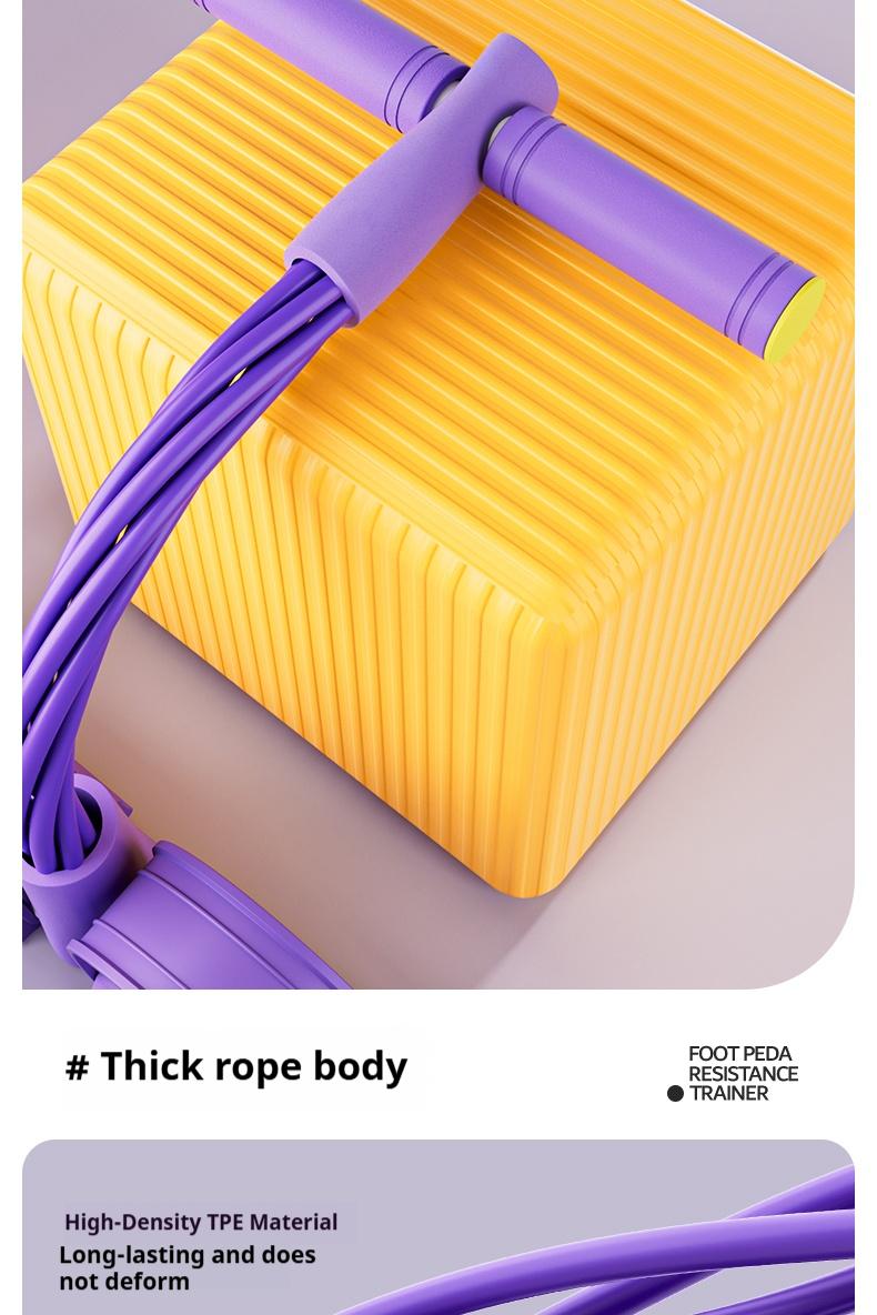 6-Strand Heavy Duty Abdominal Crunch Fitness Equipment – Leg & Core Workout, Sit-Up Assist, Home Gym Exercise, Non-Slip Foot Pedal & Resistance Bands (Portable)