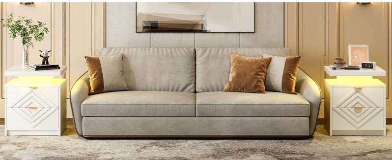 【Valentine's Day gift】ONBRILL White Nightstand with Charging Station and LED Lights, Smart Night Stand, Modern Bedside Table with Drawers, RGB Lights, Power Outlets, USB and Type-C Ports, End Side Table for Bedroom Office 【Valentine's Day gift】ONBRILL White Nightstand with Charging Station and LED Lights, Smart Night Stand, Modern Bedside Table with Drawers, RGB Lights, Power Outlets, USB and Type-C Ports, End Side Table for Bedroom Office