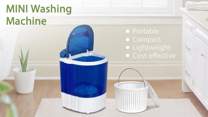 Segawe MINI Portable Single Bucket Wash Machine Washing Drying 2 in 1 Washer(Single, 9lbs)