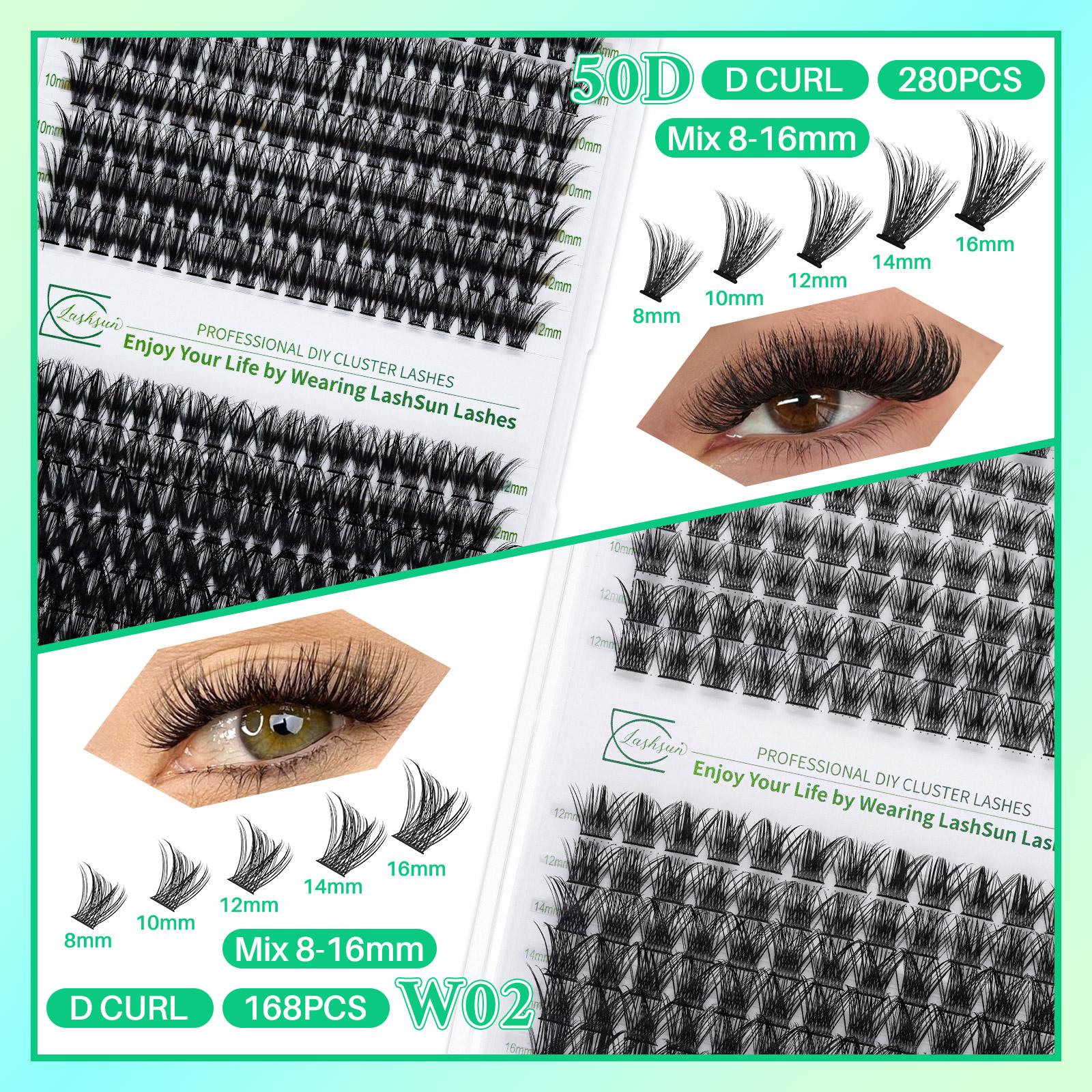 1880 PCS Lash Clusters Kit Diy Eyelash Extensions D Curl 13 Styles Lashes Kit with Bond&Seal Lash Remover Lash Brush Lash Applicator Lash Shampoo Brush, Perfect for Beginners&Proficient, DIY at Home Easily, Easy Apply for Makeup Daily