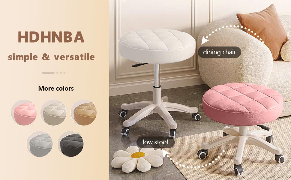 【Black Friday】Small Chair Round Rolling Stool with Wheels PU Leather Height Adjustable Swivel Drafting Work SPA Salon Stools Home Office Chair 【Black Friday】Small Chair Round Rolling Stool with Wheels PU Leather Height Adjustable Swivel Drafting Work SPA Salon Stools Home Office Chair