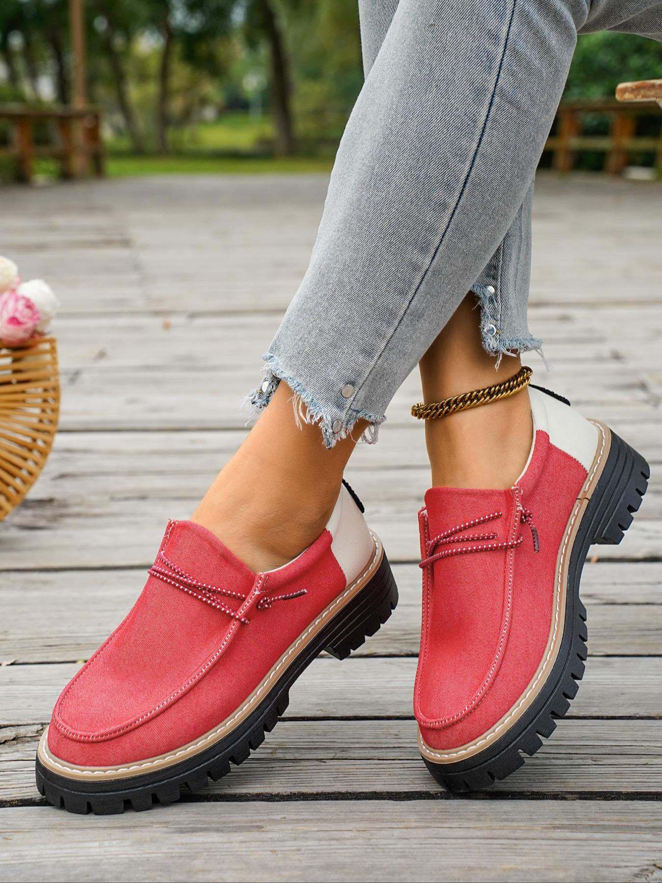 Women's Retro Casual Slip On Canvas Shoes, Fall & Winter New Fashion Sneakers, Large Size Comfortable Walking Footwear for Daily Wear
