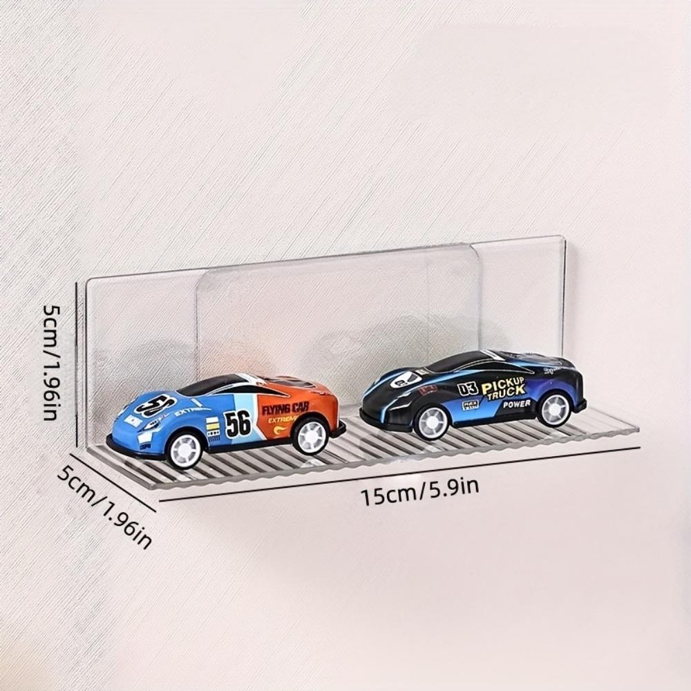 Wall-mounted car model display stand, multi-functional punch-free acrylic mystery box storage box, transparent decoration display rack with transparent adhesive.