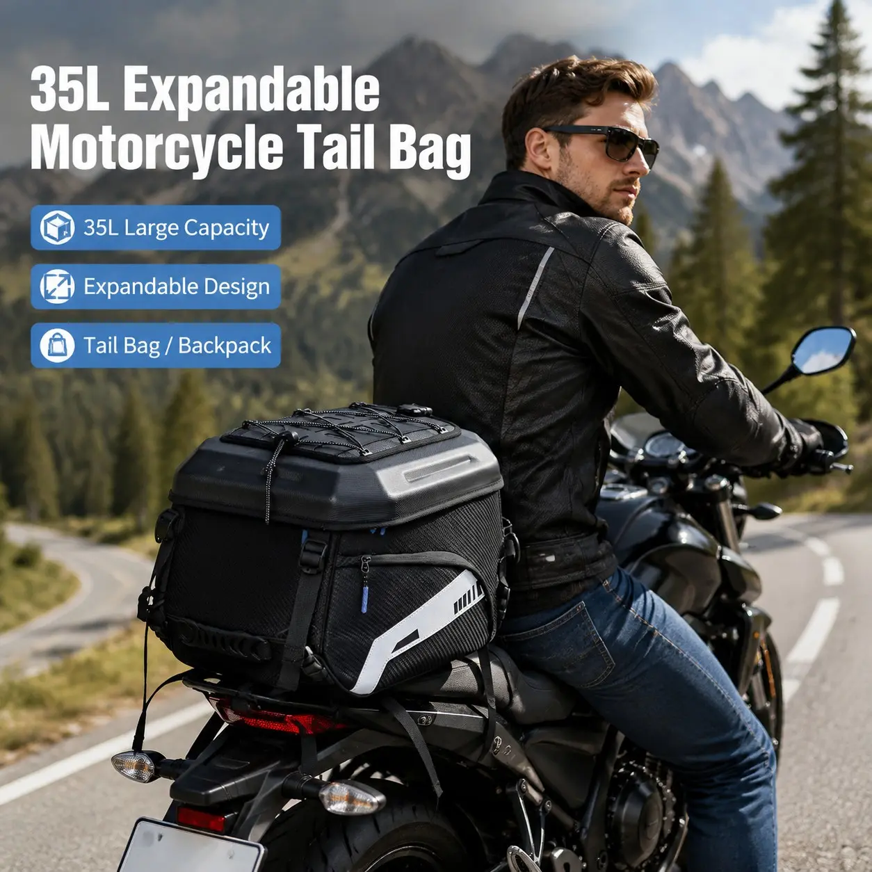 Outdoor Motorcycle Rear Seat Helmet Bag, Large Capacity Riding Bag, Waterproof Backpack, Rider Gear, Tool Bags