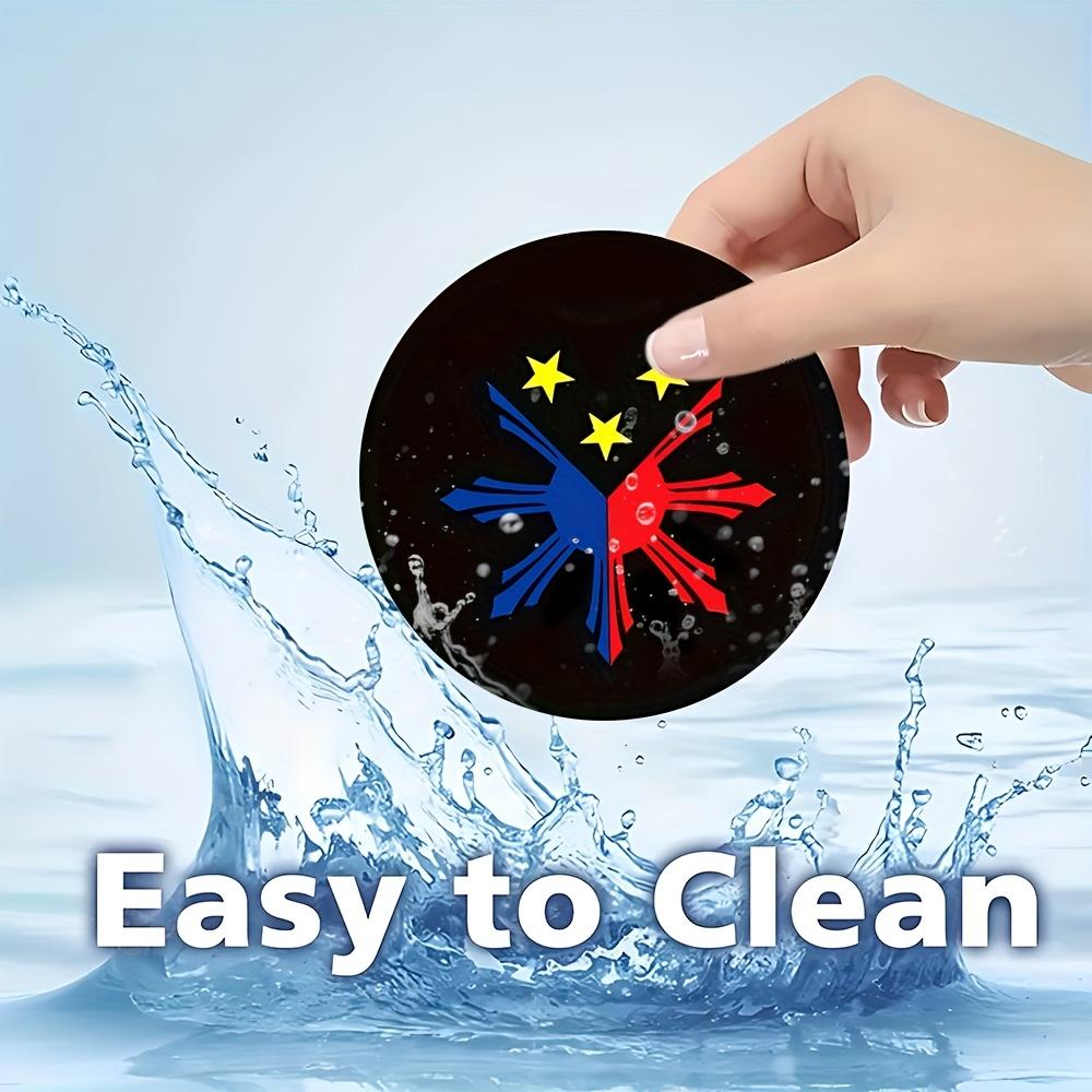 Set of 2 Philippine Sun And Stars Car Cup Holder Coasters - Non-Slip, Easy-To-Clean Rubber Inserts for Vehicle Decoration